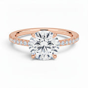 La Ronde® Pavé Solitaire 3ct Diamond Ring, 14K Rose Gold