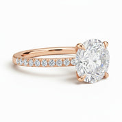 La Ronde® Pavé Solitaire 3ct Diamond Ring, 14K Rose Gold