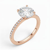 La Ronde® Pavé Solitaire 3ct Diamond Ring, 14K Rose Gold