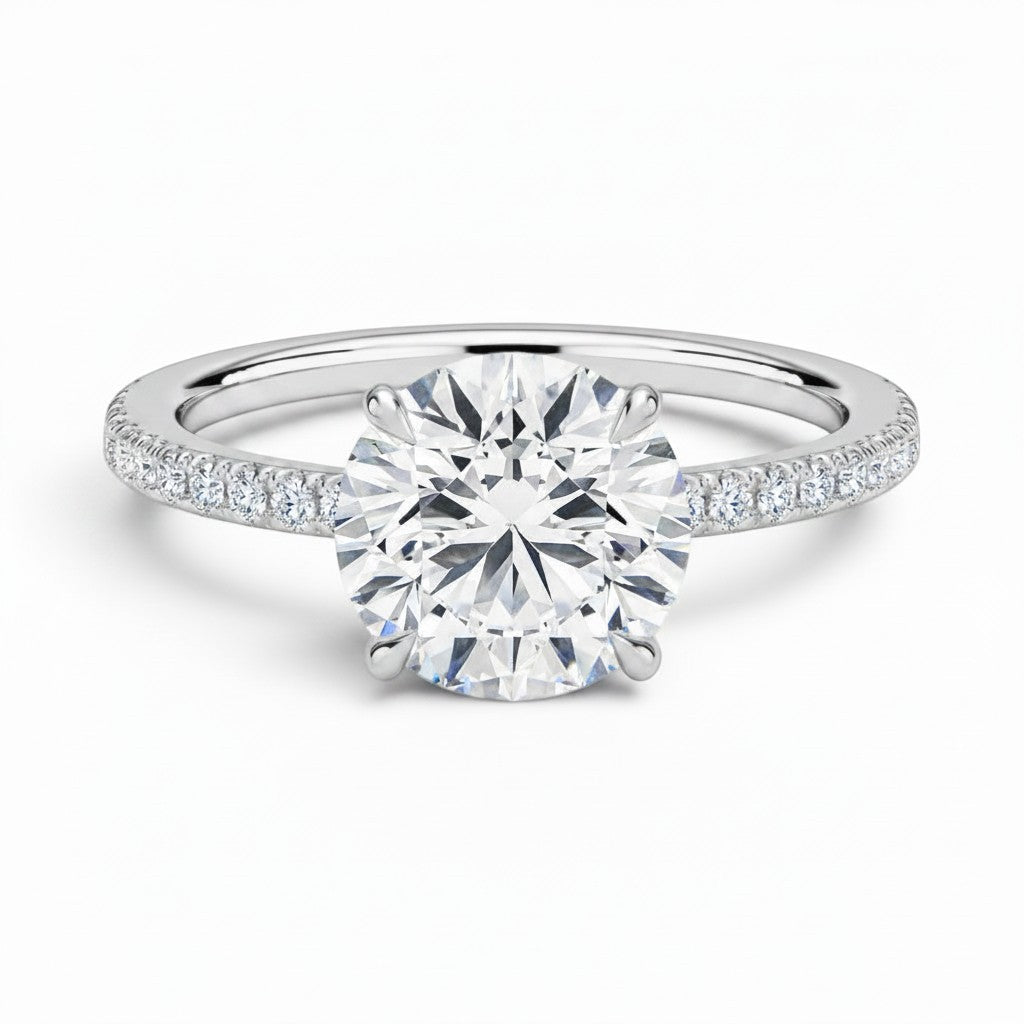 La Ronde® Pavé Solitaire 3ct Diamond Ring, Platinum