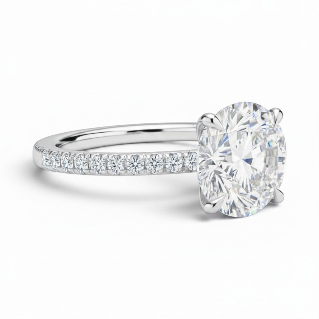 La Ronde® Pavé Solitaire 3ct Diamond Ring, Platinum