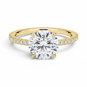 La Ronde® Pavé Solitaire 3ct Diamond Ring, 14K Yellow Gold