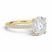 La Ronde® Pavé Solitaire 3ct Diamond Ring, 14K Yellow Gold