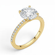 La Ronde® Pavé Solitaire 3ct Diamond Ring, 14K Yellow Gold