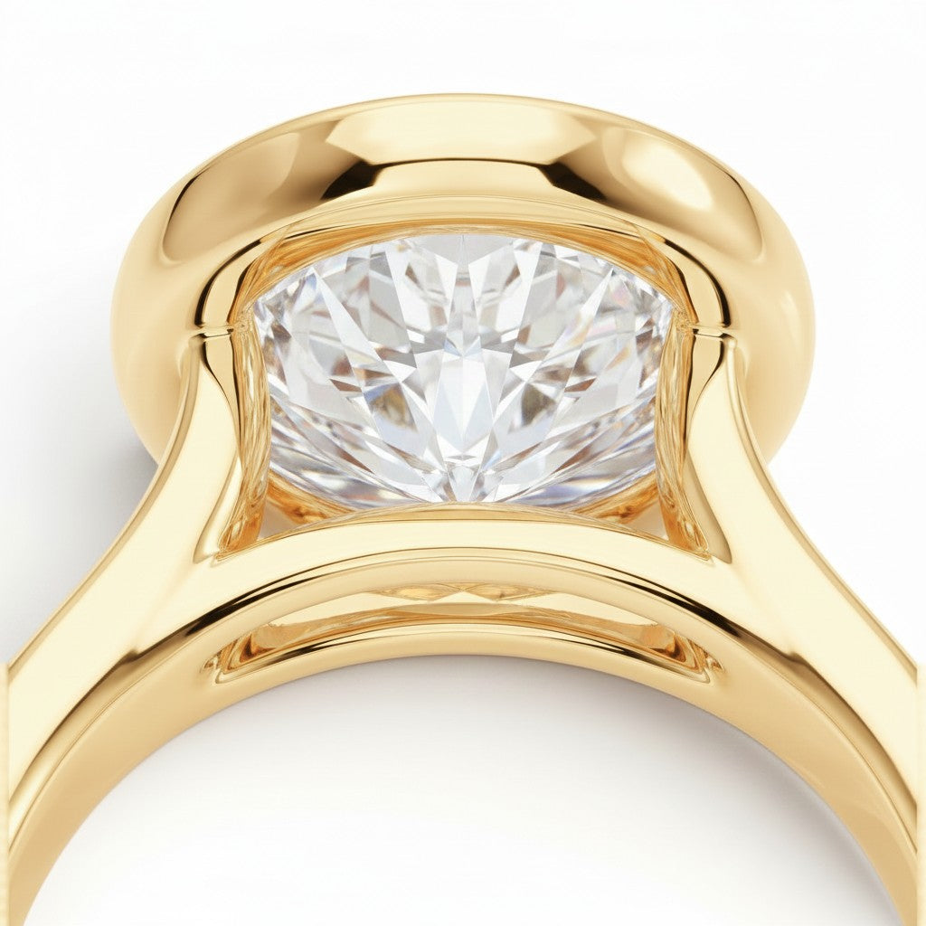 La Ronde® Bezel Solitaire 3ct Diamond Ring, 14K Yellow Gold