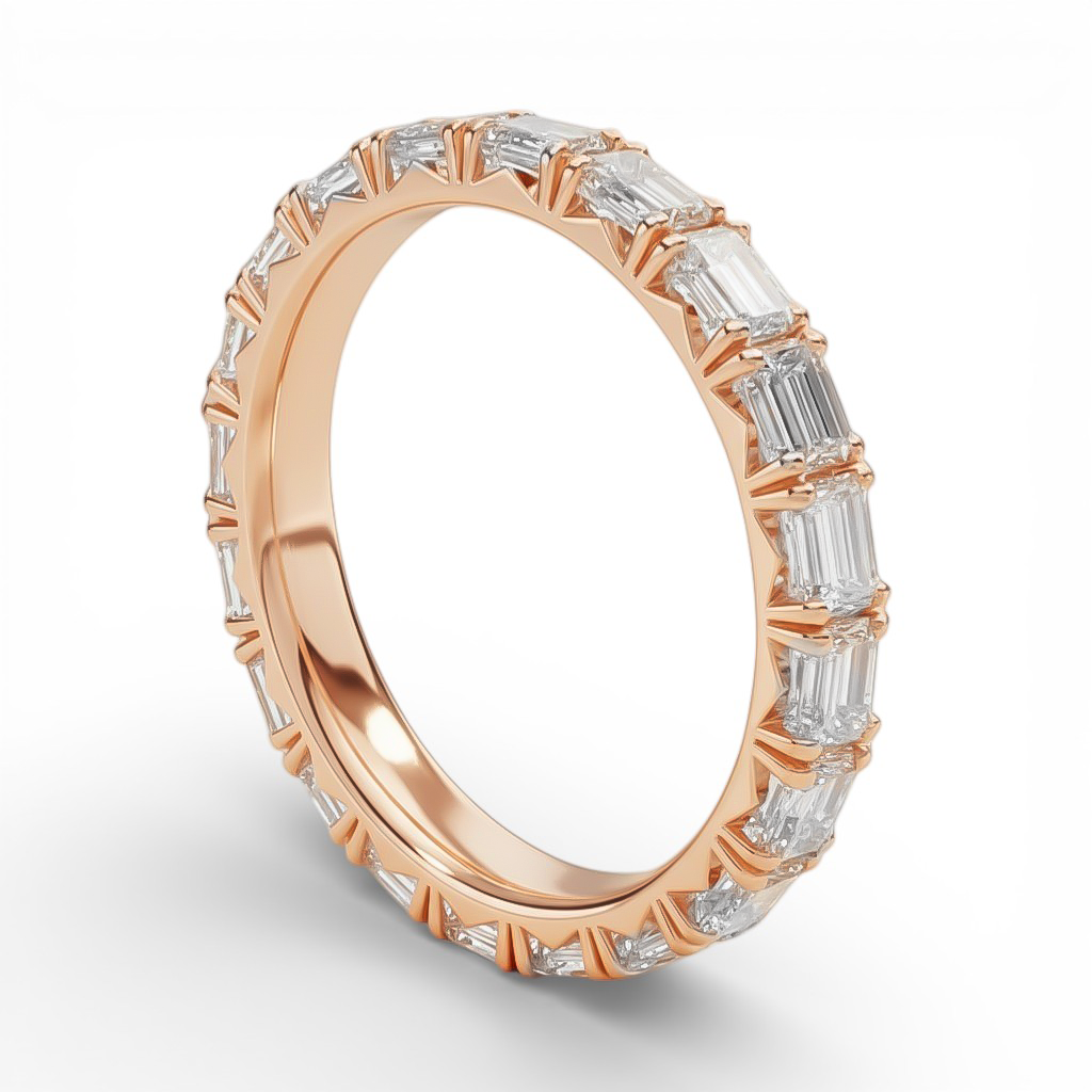 L'Emeraude® East-West Diamond Eternity Band 2x3mm, 14K Rose Gold