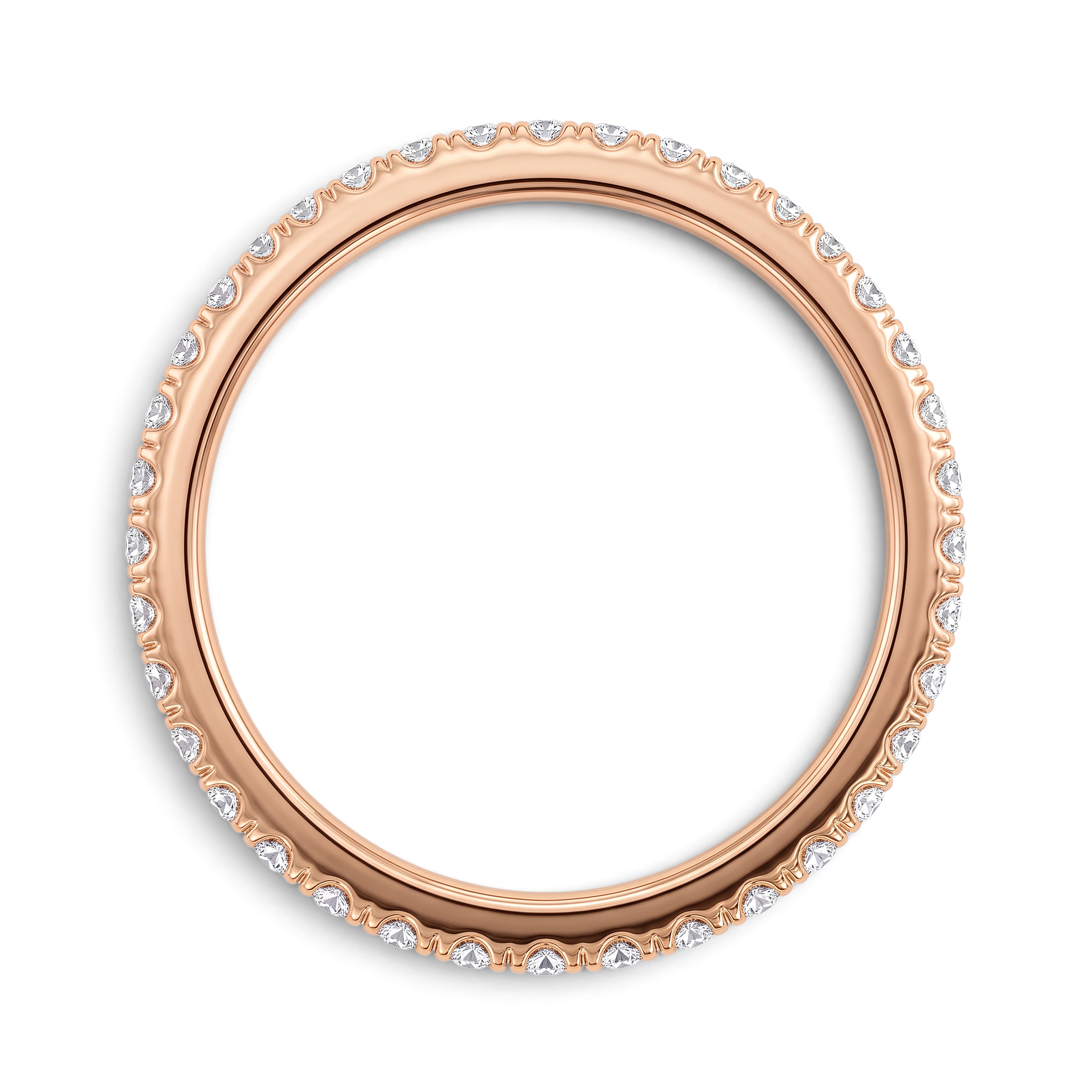 DEMAIN Diamonds Eternity Band Ring in 14k rose gold set with lab grown diamonds - Top down view