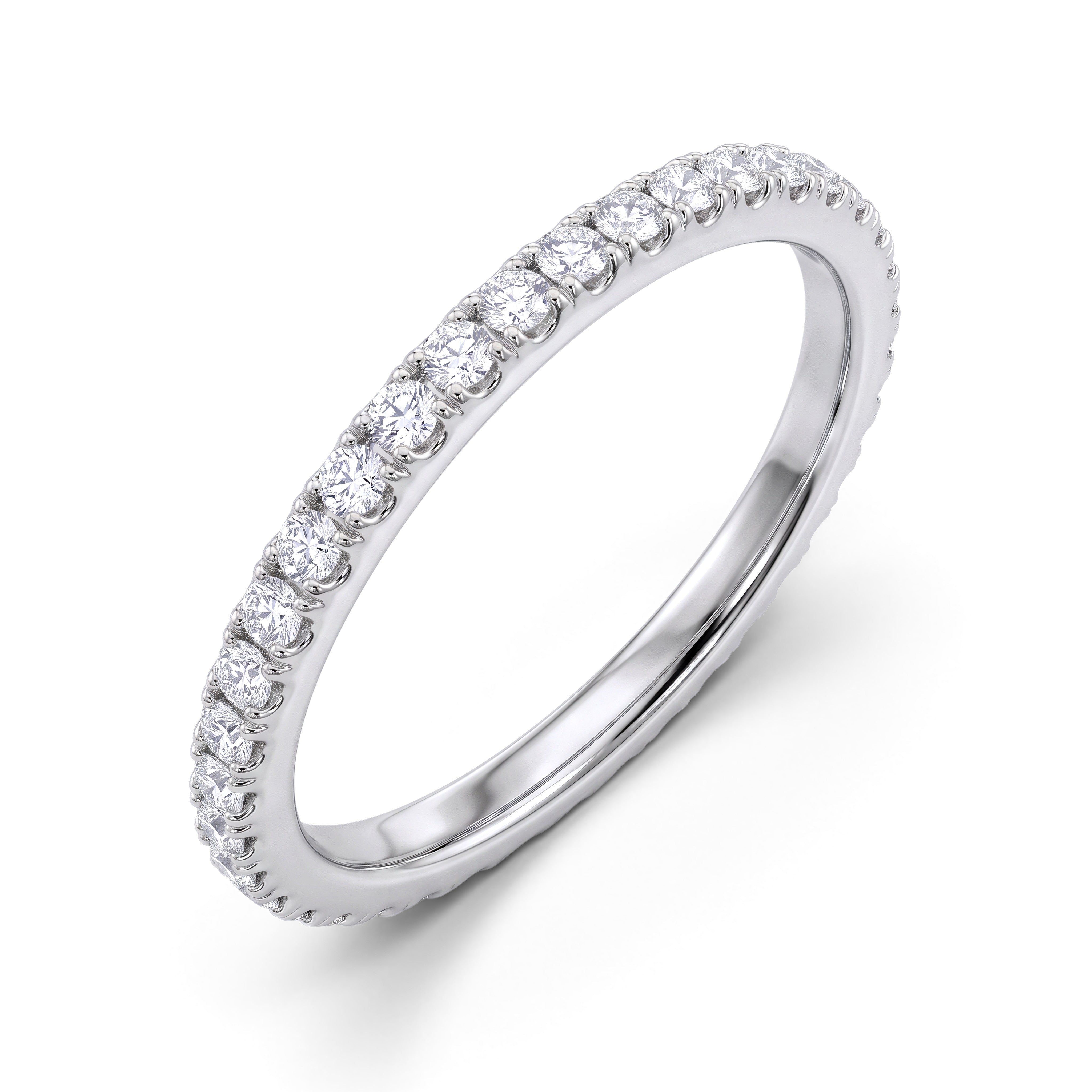 DEMAIN Diamonds Eternity Band Ring in Platinum set with lab grown diamonds - 3/4 angle of view