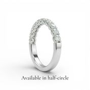 Demain La Ronde 14K white gold half-circle eternity band featuring round cut lab-grown diamonds in a prong setting.