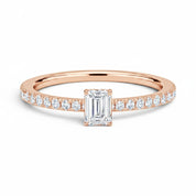 L'Emeraude® Pavé Solitaire 0.5ct Diamond Ring, 14K Rose Gold