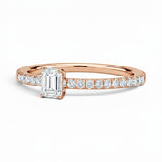 L'Emeraude® Pavé Solitaire 0.5ct Diamond Ring, 14K Rose Gold