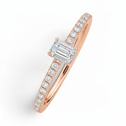 L'Emeraude® Pavé Solitaire 0.5ct Diamond Ring, 14K Rose Gold