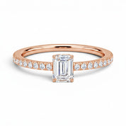 L'Emeraude® Pavé Solitaire 1ct Diamond Ring, 14K Rose Gold