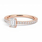 L'Emeraude® Pavé Solitaire 1ct Diamond Ring, 14K Rose Gold