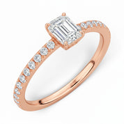 L'Emeraude® Pavé Solitaire 1ct Diamond Ring, 14K Rose Gold