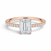 L'Emeraude® Pavé Solitaire 2ct Diamond Ring, 14K Rose Gold