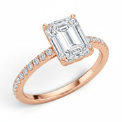 L'Emeraude® Pavé Solitaire 3ct Diamond Ring, 14K Rose Gold