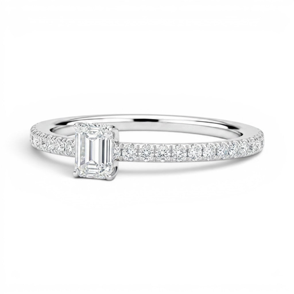 L'Emeraude® Pavé Solitaire 0.5ct Diamond Ring, Platinum