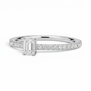 L'Emeraude® Pavé Solitaire 0.5ct Diamond Ring, 14K White Gold