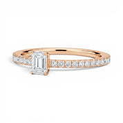 L'Emeraude® Pavé Solitaire 0.5ct Diamond Ring, 14K Rose Gold
