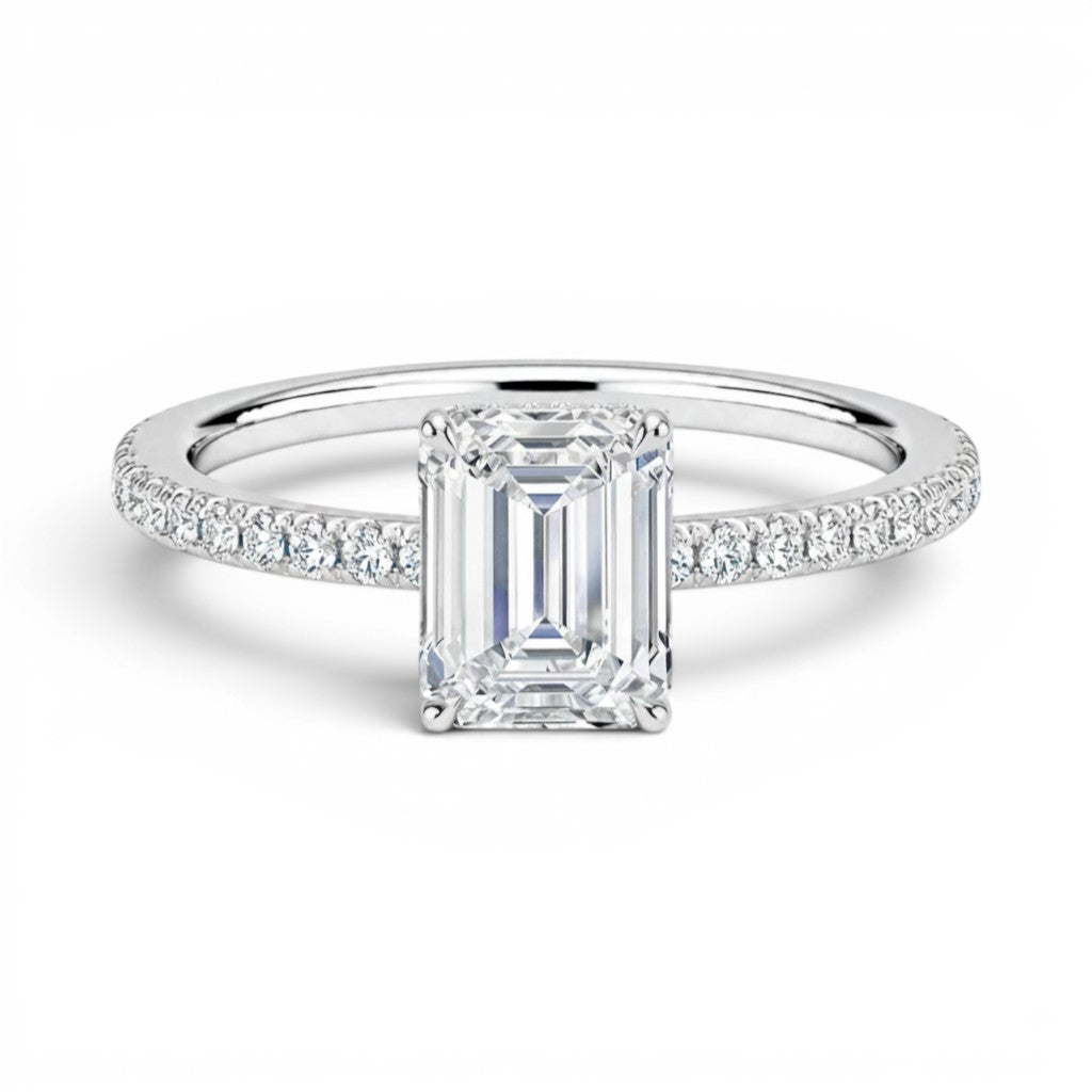 L'Emeraude® Pavé Solitaire 2ct Diamond Ring, Platinum