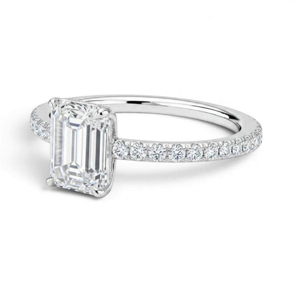 L'Emeraude® Pavé Solitaire 2ct Diamond Ring, Platinum