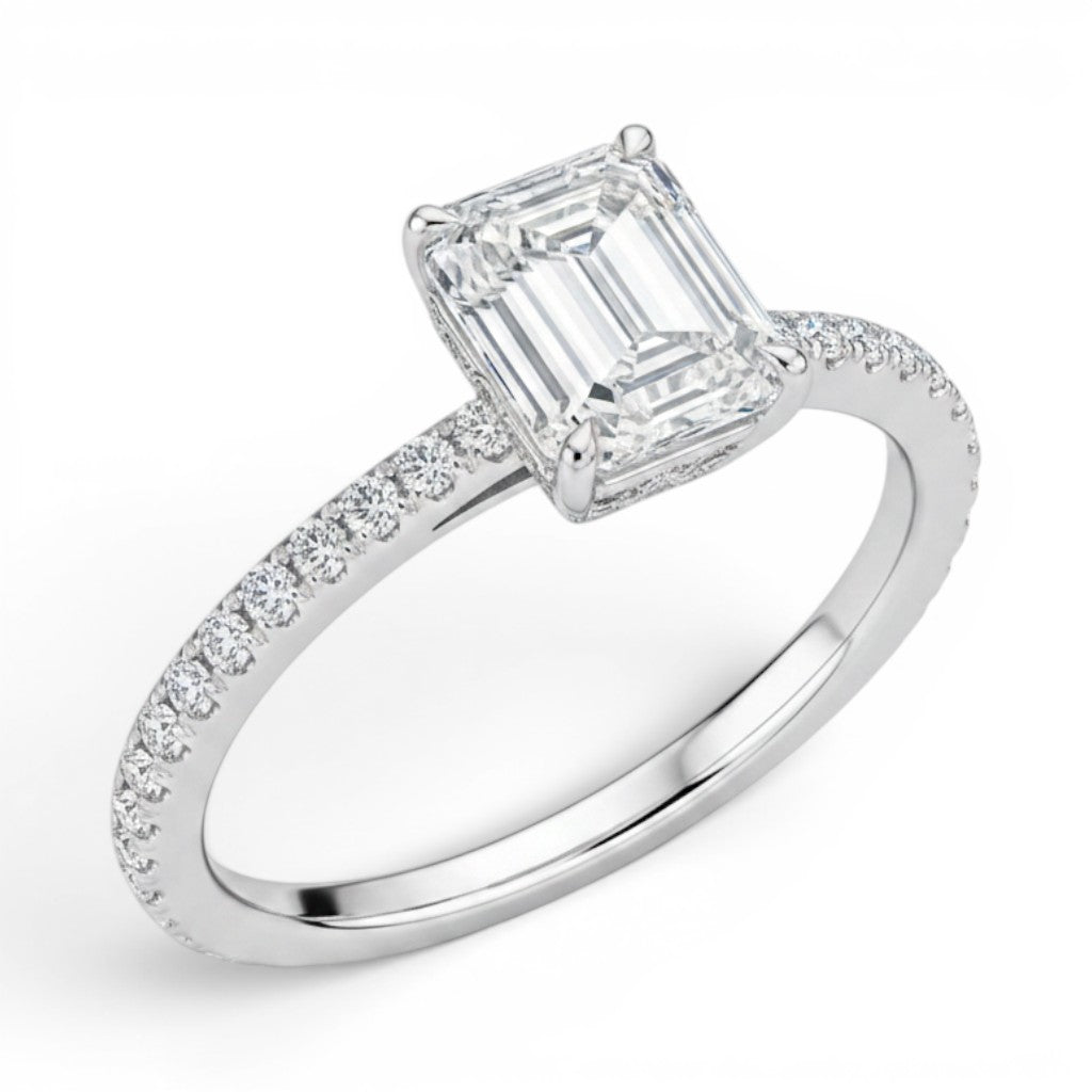L'Emeraude® Pavé Solitaire 2ct Diamond Ring, Platinum
