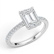 L'Emeraude® Pavé Solitaire 3ct Diamond Ring, Platinum