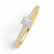 L'Emeraude® Pavé Solitaire 0.5ct Diamond Ring, 14K Yellow Gold