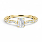 L'Emeraude® Pavé Solitaire 1ct Diamond Ring, 14K Yellow Gold