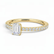 L'Emeraude® Pavé Solitaire 1ct Diamond Ring, 14K Yellow Gold