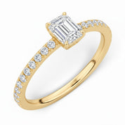 L'Emeraude® Pavé Solitaire 1ct Diamond Ring, 14K Yellow Gold