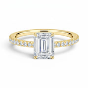 L'Emeraude® Pavé Solitaire 2ct Diamond Ring, 14K Yellow Gold