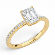 L'Emeraude® Pavé Solitaire 2ct Diamond Ring, 14K Yellow Gold