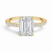 L'Emeraude® Pavé Solitaire 3ct Diamond Ring, 14K Yellow Gold