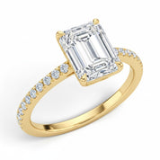 L'Emeraude® Pavé Solitaire 3ct Diamond Ring, 14K Yellow Gold