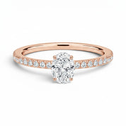 L'Ovale® Pavé Solitaire 0.5ct Diamond Ring, 14K Rose Gold