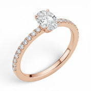 L'Ovale® Pavé Solitaire 0.5ct Diamond Ring, 14K Rose Gold