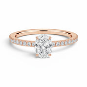 L'Ovale® Pavé Solitaire 1ct Diamond Ring, 14K Rose Gold