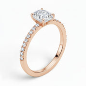L'Ovale® Pavé Solitaire 1ct Diamond Ring, 14K Rose Gold