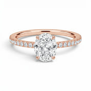 L'Ovale® Pavé Solitaire 2ct Diamond Ring, 14K Rose Gold