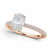 L'Ovale® Pavé Solitaire 2ct Diamond Ring, 14K Rose Gold