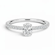L'Ovale® Pavé Solitaire 0.5ct Diamond Ring, Platinum