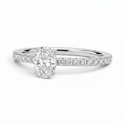 L'Ovale® Pavé Solitaire 0.5ct Diamond Ring, Platinum