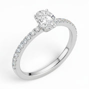 L'Ovale® Pavé Solitaire 0.5ct Diamond Ring, Platinum