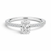 L'Ovale® Pavé Solitaire 1ct Diamond Ring, 14K White Gold