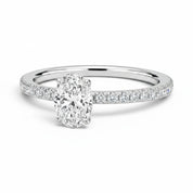 L'Ovale® Pavé Solitaire 1ct Diamond Ring, 14K White Gold