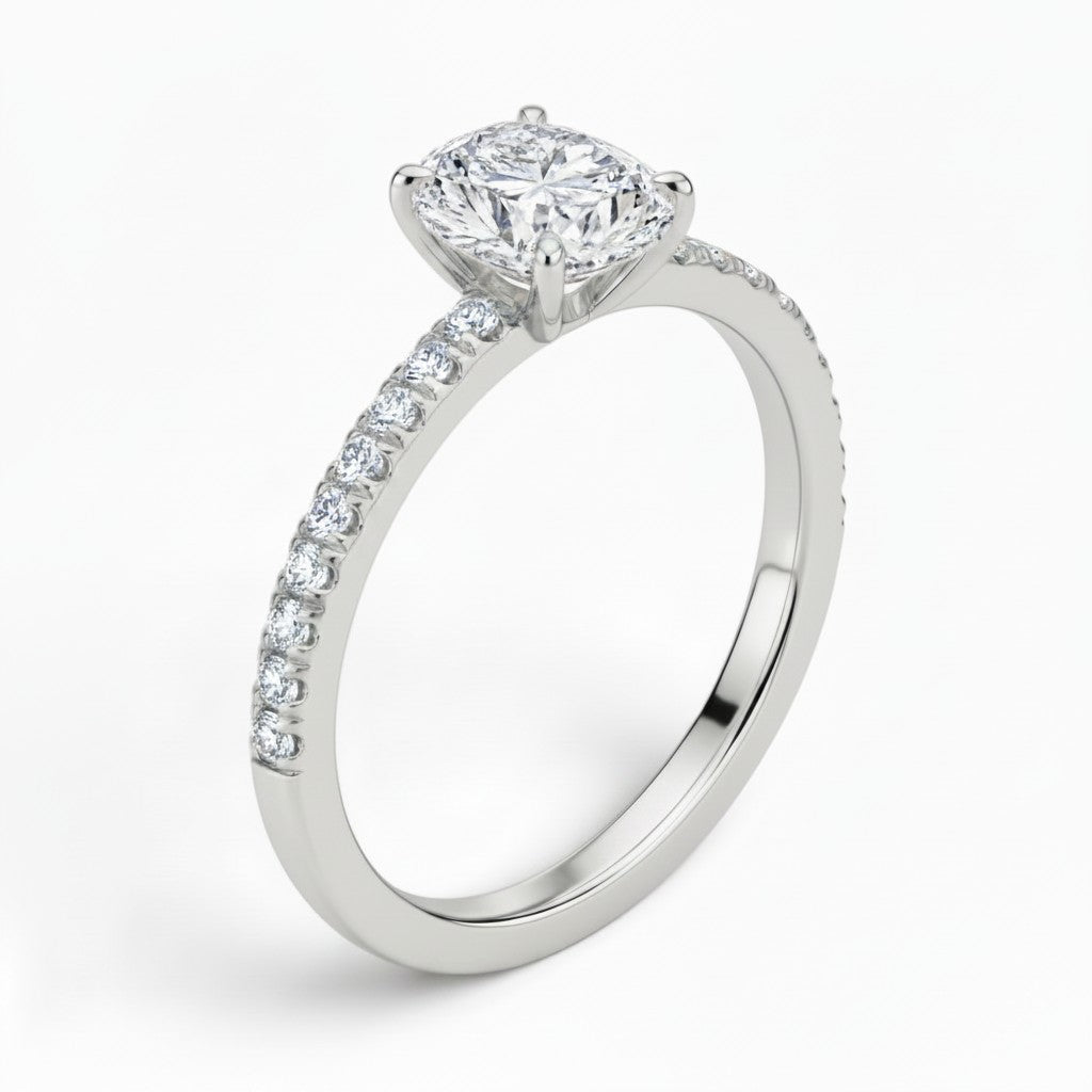 L'Ovale® Pavé Solitaire 1ct Diamond Ring, 14K White Gold