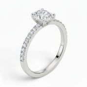 L'Ovale® Pavé Solitaire 1ct Diamond Ring, 14K White Gold