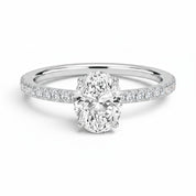 L'Ovale® Pavé Solitaire 2ct Diamond Ring, Platinum